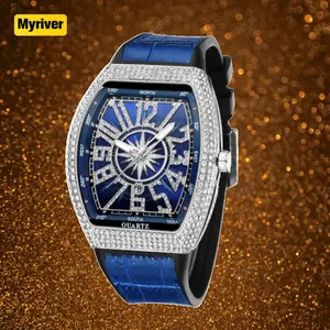 Myriver Fm 24 שעה באינטרנט קרח קישור שעון שעונים גברים יד 18K זהב שעונים מותגים