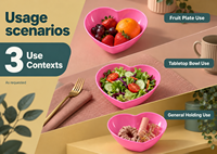 Ronde, op maat gemaakte logo herbruikbare plastic saladekom, kleurrijk hart-ster-vrucht design, zoals gevraagd, klassieke fabrikant.