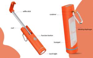 Altavoz Exterior Impermeable IPX7 con Palo para Selfies, Linterna, Iluminación LED RGB y Banco de Energía - Product Image 3