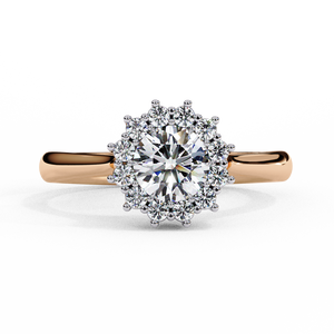 Bague de fiançailles pour femme en or massif 18 carats avec diamant de laboratoire taille brillant et pierres latérales taille brillant, certifiée IGI, plaquée rhodium - Product Image 1