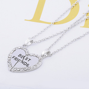 Collana Jachon BFF ciondolo cuore di cristallo donna migliore amico lettera due petalo di diamanti a forma di cuore ciondolo collana - Product Image 3