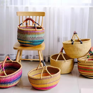 Natural Straw <strong>Wicker</strong> Woven Round Seagrass Bolga <strong>Baskets</strong> Cheapest Wholesale Uk Clothing Organizer <strong>Storage</strong> Handmade Craft - Product Image 4