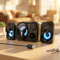 KJIXYUNG Pengalaman Suara Imersif untuk Subwoofer Gaming PC Speaker USB Bertenaga Plastik 10-30W Lampu LED Menakjubkan Stereo