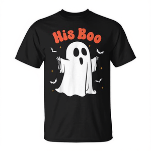 His Boo Ghost <b>Halloween</b> <b>T</b>-<b>Shirt</b> Black <b>Adult</b> Unisex Spooky Design - Product Image 2