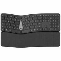 Clavier ergonomique sans fil à trois modes avec fonction 2.4G et Bluetooth, compatible avec les systèmes Windows 10 et Mac OS X