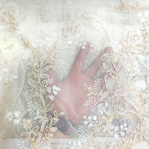 Vàng Sheer Rèm Pháp Thêu Voile Vải Sheer Vải Ngọc Trai Thêu Sang Trọng Thổ Nhĩ Kỳ Thêu Gradient Rèm - Product Image 2