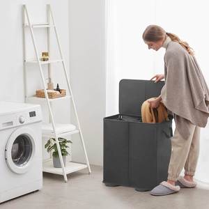 Double Laundry Hamper with Lid and Removable Laundry Bags <b>Large</b> Collapsible 2 Dividers Dirty Clothes <b>Basket</b> with Handles - Product Image 6