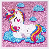 Peintures Diamantées DIY Faits Main pour Murale, Motif Licorne de Dessin Animé, Cadre Inclus, Vente en Gros Transfrontalière, Station Indépendante