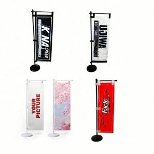 Drapeau japonais mini Nobori personnalisé avec logo imprimé, 10x30cm, 100% polyester, haute qualité, pas cher, avec support - Product Image 1