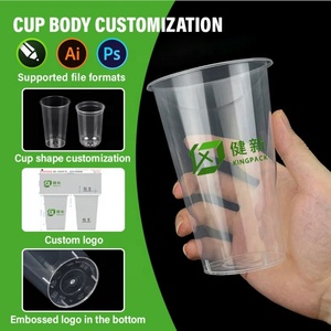 Vaso Desechable de PP para Smoothies y Té de Burbujas con Logotipo Personalizado, 16oz/24oz/500ml, Transparente, 90mm de Diámetro, Grado Alimenticio - Product Image 3