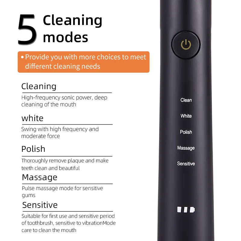 48000Stroke/Min 5 Modes rechargeable smart electric toothbrush adult sonic electric toothbrush manufecturers