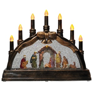 Globe à neige de Noël avec scène de la Nativité, design personnalisé en gros, musique de Noël, LED éclairée, bougie tournante à eau - Product Image 1