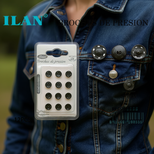 Bottoni a pressione Ilan da 10 mm, 12 pezzi, bottoni a pressione in metallo per abbigliamento - Product Image 3