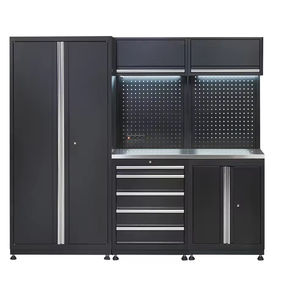 ตู้เหล็กแข็งแรงทนทานพร้อมตู้ติดผนัง 2 ตู้ สำหรับใช้งานกลางแจ้งและโรงเรียน สถานีจัดเก็บเครื่องมือซ่อมรถยนต์ โต๊ะทำงานดีไซน์ทันสมัย - Product Image 6