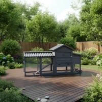 Poulailler de luxe moderne multi-niveaux en bois anti-évasion avec imprimé tendance pour poulets et volailles, idéal pour l'extérieur
