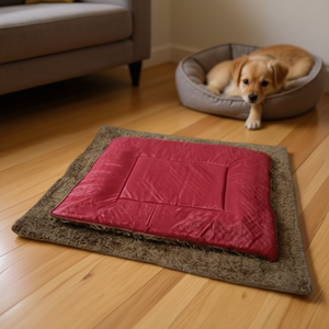 แผ่นรองสัตว์เลี้ยงแบบสองด้าน สำหรับฤดูหนาวและฤดูร้อน ทำจากผ้าฝ้ายขนยาวสีแดง ใช้ได้สองแบบ - Product Image 2