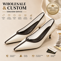 Escarpins personnalisés à bout pointu et bordure contrastante pour femme, talon chaton, logo personnalisé, matériau, couleur, emballage OEM ODM, chaussures habillées pour femmes de bureau