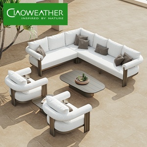 Ensemble de canapés de luxe modernes <span class=keywords><strong>en</strong></span> aluminium <span class=keywords><strong>en</strong></span> forme de L, mobilier de jardin, mobilier de piscine <span class=keywords><strong>en</strong></span> métal, canapés d'extérieur - Product Image 5