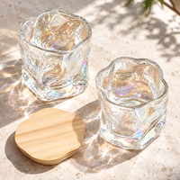 Pot à bougie transparent DIY avec couvercle en bois de bambou, tasse en verre colorée, support simple et torsadé pour aromathérapie, pour la décoration intérieure