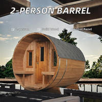 Vente Spéciale Usine : Sauna Traditionnel Extérieur Électrique en Bois Massif pour 2 Personnes avec Panneau de Commande Numérique, Idéal pour Villa