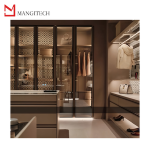 MANGITECH moderno armadio in legno personalizzato con porta in vetro con cabina armadio regolabile per camera da letto o soggiorno per ville - Product Image 1