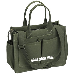 Sac fourre-tout en <span class=keywords><strong>toile</strong></span> Qetesh pour femme, personnalisable avec nom et logo, multi-poches, bandoulière réglable, sac à bandoulière pour ordinateur portable, pour le travail, la plage, la salle de sport - Product Image 4