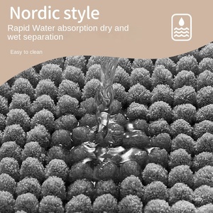 Wholesale Chenille <strong>Square</strong> <strong>Bath</strong> Carpet Home Use Floor <strong>Mat</strong> 1.5mm Thick Anti-Slip Dots Backing Modern Simplicity Solid Color - Product Image 4