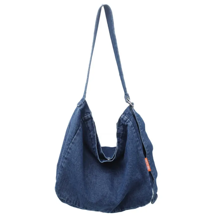 Bolsa de denim feminina para academia, venda quente de bolsa de sacola para academia em denim, azul casual