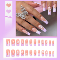 Uñas postizas de lujo personalizadas, cuadradas, largas, estilo bailarina, francesas, de ABS, de cobertura completa, pre-diseñadas, de longitud corta.