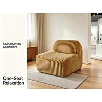 Fauteuil simple en velours côtelé avec coussin épais et dossier arrondi pour salon, chambre, appartement, hôtel, mobilier d'appoint de style lounge