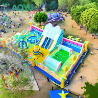 AOYU - Parque de Trampolines Inflable Grande para Interiores y Exteriores, con Software, Castillo Inflable para Brincar y Deslizarse