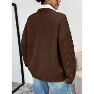 2025 personnalisé reine surdimensionné câble tricot col en v pull hiver mode impression avant Logo automne tenues pour les femmes - Product Image 6