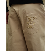 Pantalon de travail tendance en toile légère et respirante, style vintage urbain, coupe droite, taille élastique, boutons centraux, printemps-automne