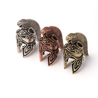 Bracelet de perles intercalaires style gladiateur vintage en alliage de cuivre plaqué argent, motif casque de guerrier romain à couronne haute