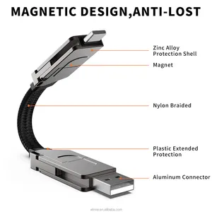 Vendite dirette del produttore di 60W di ricarica rapida in lega di zinco 6 in 1 portachiavi cavo dati tipo C cavo USB