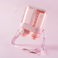 Bouteille d'eau unisexe à double paille 1600ML Double boisson Bouteille à deux compartiments pour le voyage
