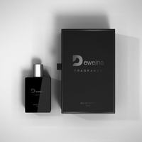 Promotion Bouteille de Parfum en Verre 50ml Carrée Luxe, Bouteille de Parfum Vide Noire Personnalisée avec Coffret