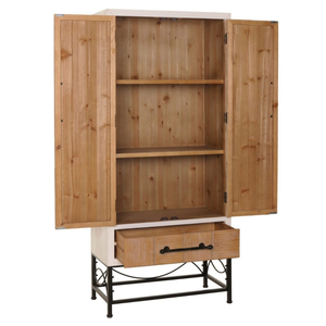 Mueble de Almacenamiento Moderno de Madera de Pino Reciclada con Estructura de Acero Suave, Acabado en Madera Natural y Revestimiento de Metal Negro para el Hogar - Product Image 3