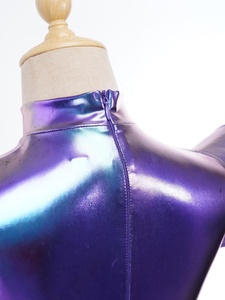 Costume de danse futuriste pour filles de 4 à 16 ans, justaucorps métallique à col montant sans manches, combinaison de gymnastique pour enfants, personnalisable - Product Image 4