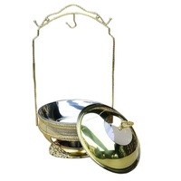 Hotel- und Restaurant-Edelstahl-Chafing-Dish 8L mit Dampfheizung, Speisenwärmer für Hochzeiten, Catering-Zubehör, Buffet mit goldenem Hängedeckel