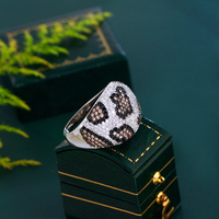Grandes bagues de fiançailles élégantes en peau de serpent léopard avec zircon cubique multicolore pour femmes, bijoux de fête de mariée chics