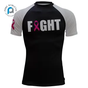 Camisa compressão personalizado PURE boxe mma rash guarda passeios de barco nadar surf ginásio rosa fita mergulho treino compressão camisa