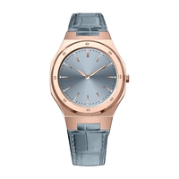Montre moderne pour femme avec étiquette privée personnalisée, boîtier en acier inoxydable plaqué or, style intemporel
