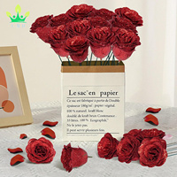 Bouquet de Roses Paillettes Rouges 24 Pcs Fleurs Brillantes Roses Artificielles Éternelles DIY pour la Fête des Mères Anniversaire Anniversaire Fiançailles