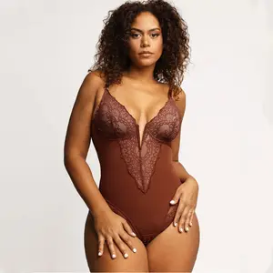 European And American Lace Hollow-out Bodysuit Sexy Shapewear Women's Belly Lift Hip Shapewear Large Size Shapewear