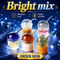 Gobelet en verre borosilicate haute résistance de 450 ml avec couvercle en verre coloré et paille pour thé glacé, jus et boissons froides