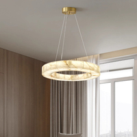Lustre de luxe en albâtre circulaire, luminaire de plafond en marbre naturel pour hôtel, restaurant, salon, lampe suspendue, îlot de cuisine