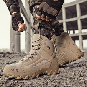 Stivali da lavoro tattici professionali all'ingrosso in acciaio con punta di sicurezza in pelle resistente da combattimento - Product Image 5