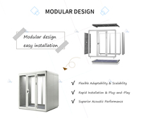 Cabines de travail partagées multifonctions pour 4 personnes avec système de ventilation, structure en aluminium, insonorisées, cabine d'enregistrement
