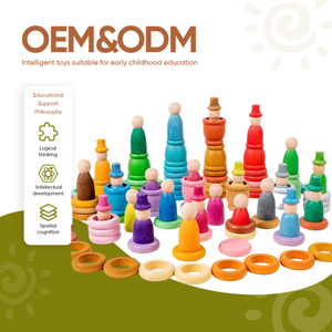 <span class=keywords><strong>Blocchi</strong></span> di Costruzione Rainbow Little Man <span class=keywords><strong>in</strong></span> <span class=keywords><strong>Legno</strong></span> Massello, Stile Waldorf, Dischi Colorati Primavera-Estate-Autunno-Inverno, Giocattolo Educativo - Product Image 1